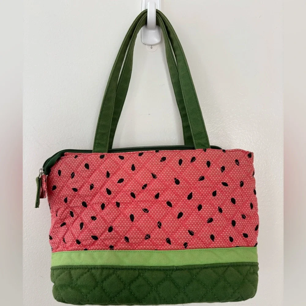 Vintage Longaberger Watermelon Hand Bag Purse Summer Tote - Picture 8 of 10